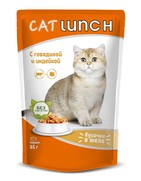Фото Cat lunch паучи для кошек кусочки в соусе говядина с индейкой
