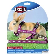 Фото TRIXIE 6263 Шлейка с поводком для кролика 10мм/1,20м нейлон с рисунком