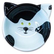 Фото КерамикАрт 5007962 миска керамическая для кошек Мордочка кошки 120 мл, черно - белая
