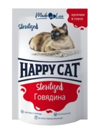 Фото Happy Cat Пауч для стерилизованных кошек кусочки в соусе Говядина
