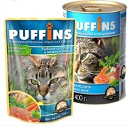 Фото Puffins Паффинс консервы для кошек Рыбное ассорти в желе