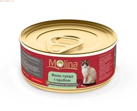 Фото Molina Молина Консервы для кошек Филе тунца с крабом в соусе