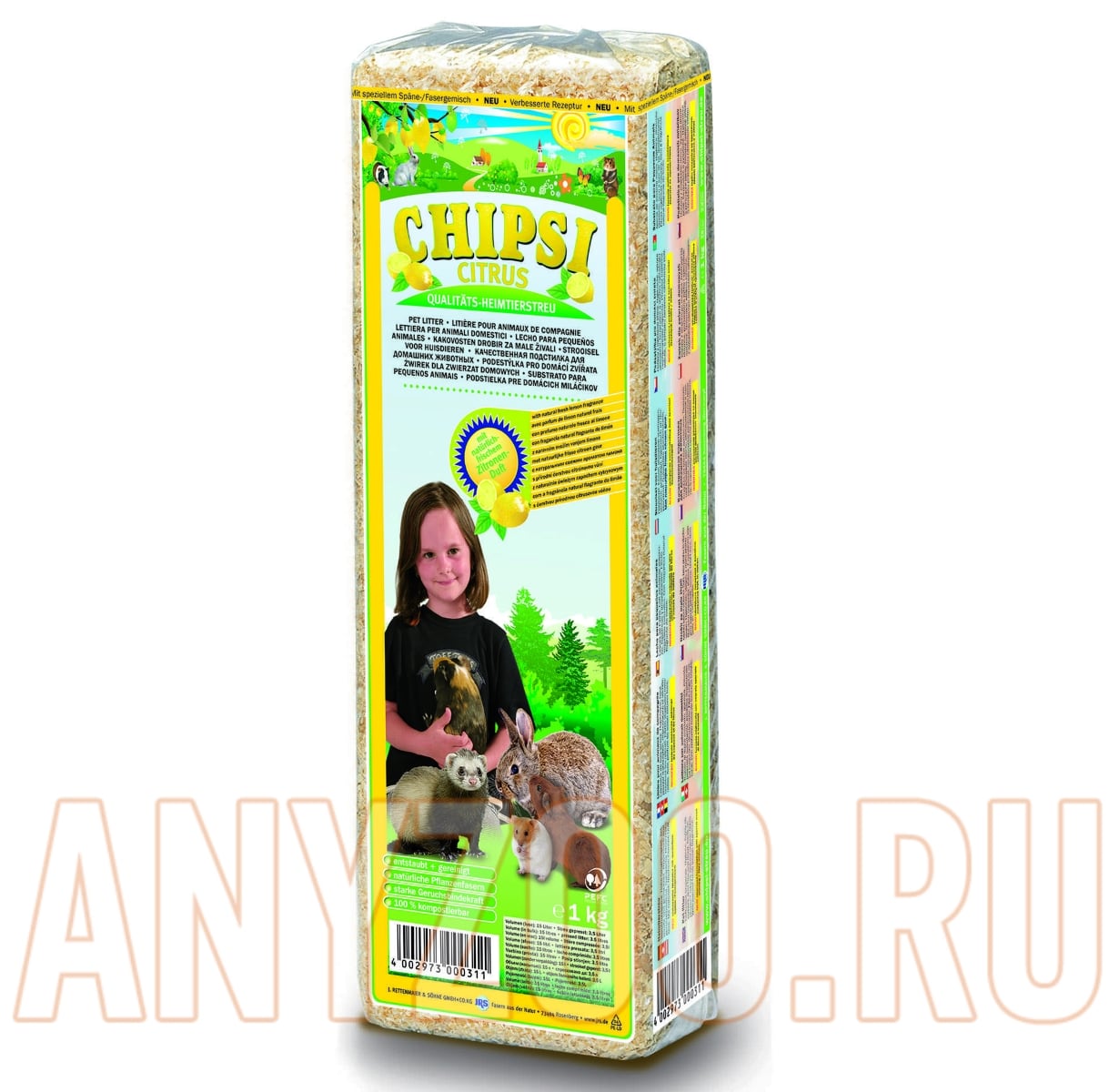 Chipsi Plus Green Apple Наполнитель для грызунов - Опилки древесные ароматизированные Яблоко Фото