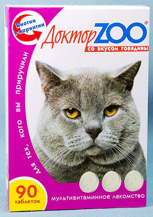 Купить Доктор ЗОО Витамины для кошек со вкусом говядины с доставкой в  интернет магазине Москвы