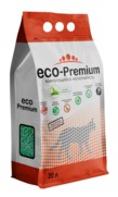 Фото Eco-Premium древесный комкующийся наполнитель для туалета кошек с ароматом зелёного чая