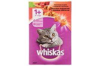 Фото Whiskas Вискас сухой корм для взрослых кошек Подушечки нежный паштет говядина/кролик
