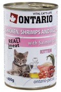 Фото Ontario konzerva Kitten Chicken, Schrimps, Rice, Salmon Oil Онтарио косервы для котят Курица,
