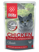 Фото Blitz Блиц паучи для кошек курица с потрошками в соусе