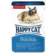 Фото Happy Cat Пауч для стерилизованных кошек кусочки в желе лосось