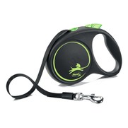 Фото Flexi Black Design Рулетка Флекси Дизайн для собак M 5м*25кг (ремень) черная с зеленым