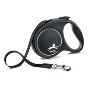 Фото Flexi Black Design Рулетка Флекси Дизайн для собак M 5м*25кг (ремень) черная с серебряным