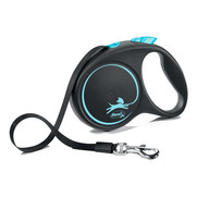 Фото Flexi Black Design Рулетка Флекси Дизайн для собак M 5м*25кг (ремень) черная с синим