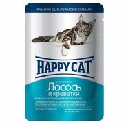 Фото Happy Cat Пауч для кошек Нежные кусочки в желе Лосось и креветки
