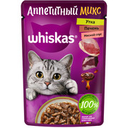 Фото Whiskas аппетитный микс пауч для кошек утка с печенью
