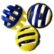 Фото Уют игрушка для кошек мяч-погремушка решетчатый желто-синий