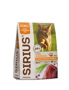 Фото Sirius Сириус сухой полнорационный корм для стерилизованных кошек Утка с клюквой