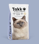 Фото Takk Adult Sterilised сухой корм для кастриророванных котов и стерилизованных кошек телятина с