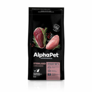 Фото AlphaPet сухой корм для взрослых стерилизованных кошек с уткой и индейкой