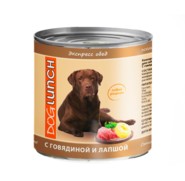 Фото Дог Ланч экспресс-обед консервы тушеные для собак с говядиной и лапшой
