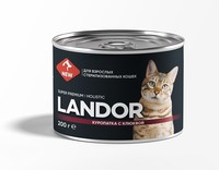 Фото Landor Ландор полнорационный влажный корм для стерилизованных кошек куропатка с клюквой