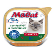 Фото Ms.Cat консервы для кошек паштет с Индейкой и телятиной