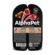 Фото AlphaPet Superpremium консервы для щенков и кормящих сук ягненок и морковь мясные кусочки в соусе
