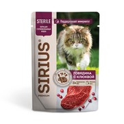 Фото Sirius Сириус Premium паучи для стерилизованных кошек Говядина с клюквой