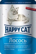 Фото Happy Cat - Хэппи Кэт пауч для кошек Нежные кусочки и ломтики в крем-соусе с зеленью Лосось