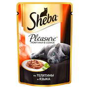 Фото Sheba Pleasure Шеба пауч для кошек телятина с языком в соусе 