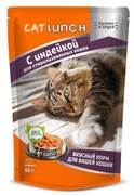 Фото Cat lunch паучи для стерилизованных кошек и кастрированных котов кусочки в соусе с индейкой 