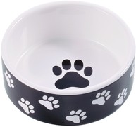 Фото Керамик миска керамическая для собак черная с лапками