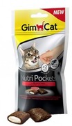Фото GimCat Nutri Pockets Хрустящие подушечки с начинкой с Говядиной и солодом