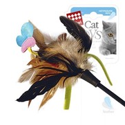 Фото GiGwi Игрушка для кошек Дразнилка с бабочкой, натуральные некрашеные перья