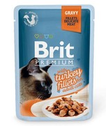 Фото Brit Premium Gravy Turkey fillets Брит для кошек кусочки филе индейки в соусе пауч