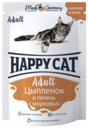 Фото Happy Cat Пауч для кошек Нежные кусочки в желе Цыпленок и Печень с морковью