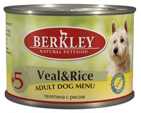 Фото Berkley Veal & Rice Adult Dog Menu №5 Беркли конс для собак №5 Телятина с рисом