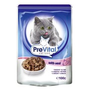 Фото Prevital Classic Консервированный корм для кошек Кусочки в соусе с телятиной