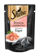 Фото Sheba Pleasure Шеба пауч для кошек форель с креветками в соусе 