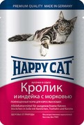 Фото Happy Cat - Хэппи Кэт пауч для кошек Нежные кусочки в соусе Кролик и Индейка с морковью 