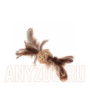 Фото Gigwi Игрушка для кошек Плетеный мячик с колокольчиком и перьями