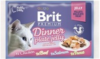 Фото Brit Premium Dinner Plate Jelly Брит для кошек набор паучей кусочки в желе 4*85гр