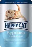 Фото Happy Cat - Хэппи Кэт пауч для котят Нежные кусочки в соусе Курочка с морковью