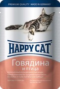 Фото Happy Cat - Хэппи Кэт пауч для кошек Нежные кусочки в соусе Говядина и Птица