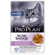 Фото Pro Plan Nutrisavour Adult 7+ пауч для пожилых кошек Индейка в соусе 
