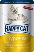 Фото Happy Cat - Хэппи Кэт пауч для кошек Нежные кусочки и ломтики курочки в яичном соусе