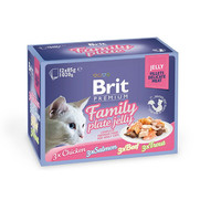 Фото Brit Premium Family Plate Jelly Брит для кошек набор паучей кусочки в желе 12*85гр