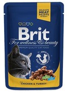 Фото Brit Premium Брит Пауч для взрослых кошек Курица и индейка