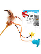 Фото GiGwi Игрушка для кошек Дразнилка бежевая с пером осминогом и звездочкой