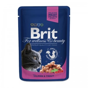 Купить Brit Premium Брит Пауч для взрослых кошек Лосось и форель 