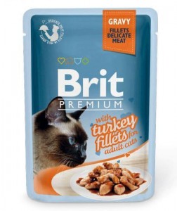 Купить Brit Premium Gravy Turkey fillets Брит для кошек кусочки филе индейки в соусе пауч 
